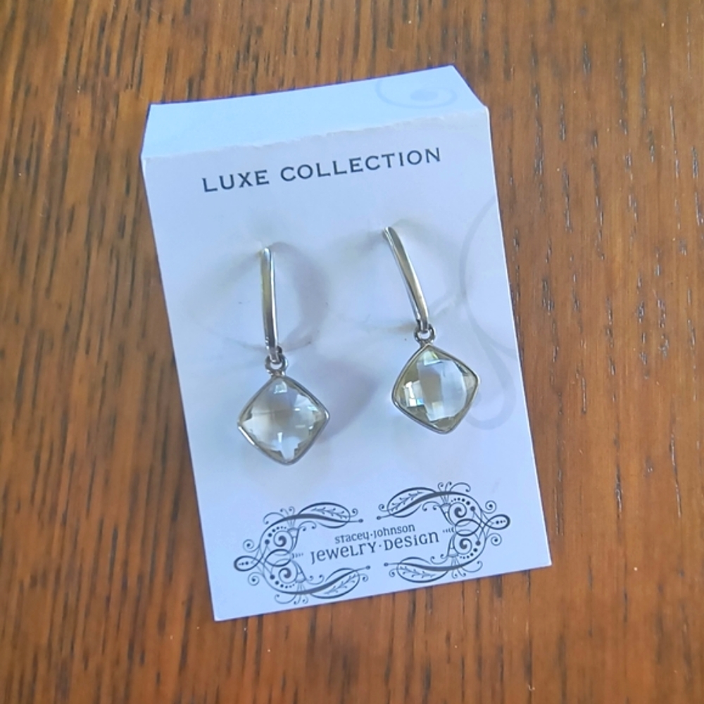 Green amethyst and sterling earrings